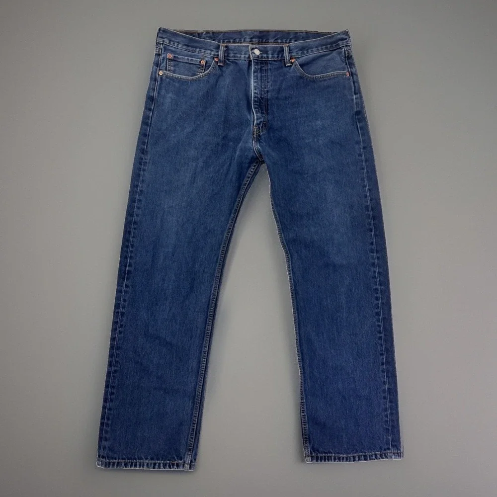 Levi's 505 Regular Fit Jeans Men's 40x32 Blue Straight Leg Denim Pants 0751